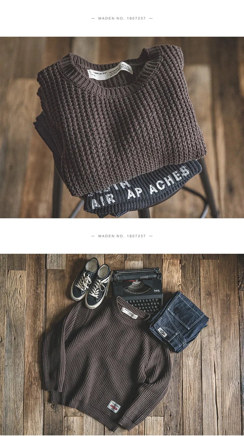 Maden Abito da lavoro Retro girocollo addensato maglione autunnale e invernale Amekaji abbigliamento da uomo in maglia allentata - StepByStepNow