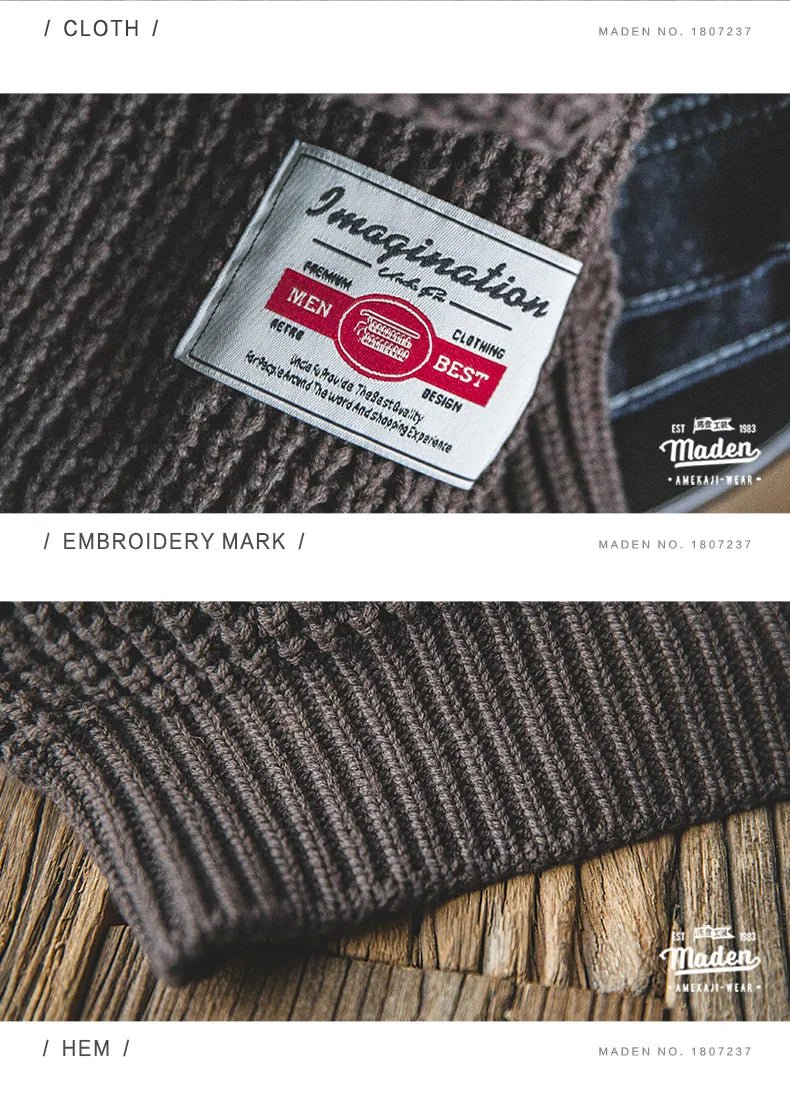 Maden Abito da lavoro Retro girocollo addensato maglione autunnale e invernale Amekaji abbigliamento da uomo in maglia allentata - StepByStepNow