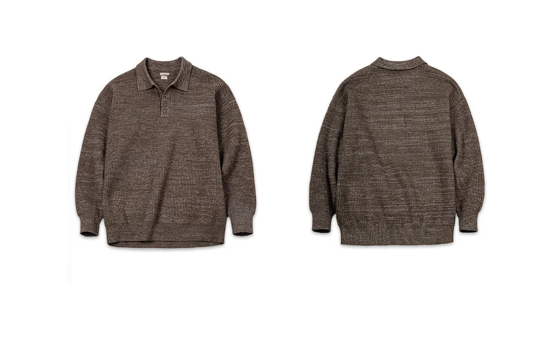 Maden Polo lavorata a maglia retrò maglione con risvolto color caffè allentato autunno inverno uomo zio Fu maglione maglieria casual - StepByStepNow