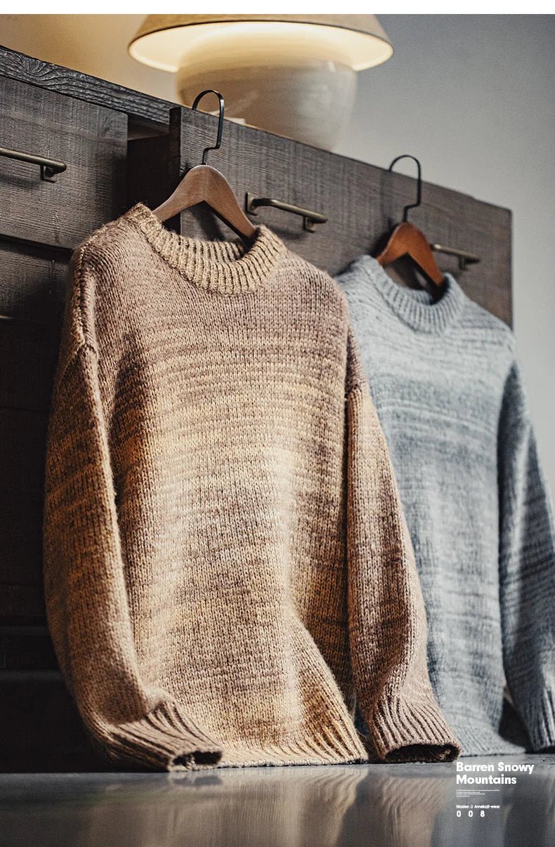 Maden uomo autunno inverno americano vintage maglione a righe sfumate pullover girocollo maglieria mista - StepByStepNow