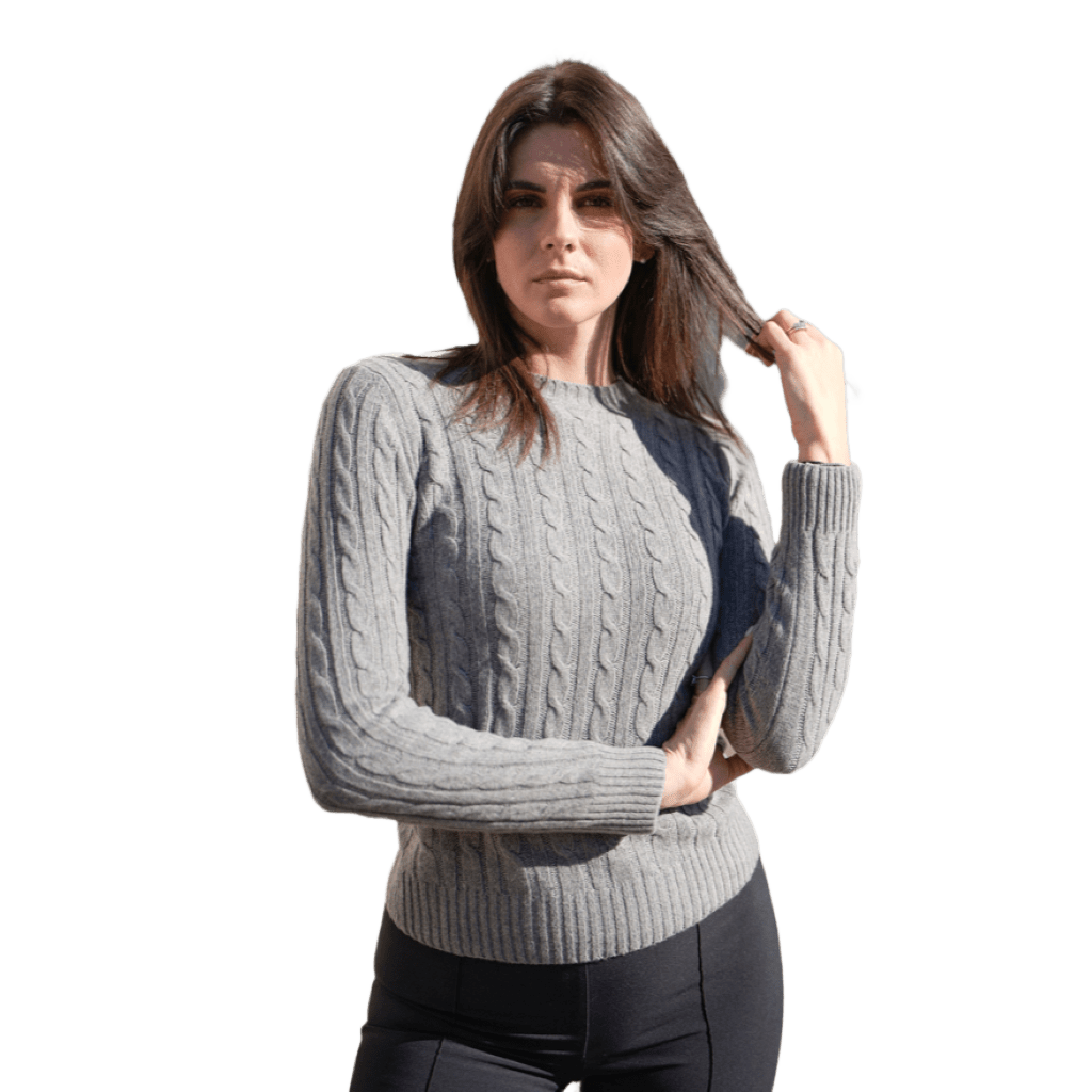 Maglia Donna a Trecce Girocollo in Cashmere Rigenerato - StepByStep