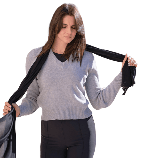 Maglia Donna Scollo a V Misto Cashmere Lana Merino e Seta - StepByStep