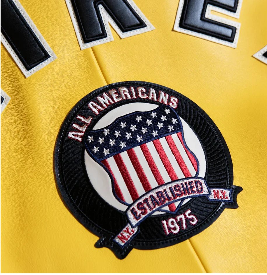 Men Hip Hop Sheep skin Varsity Jacket Embroidered Diamond Classic Casual - StepByStep