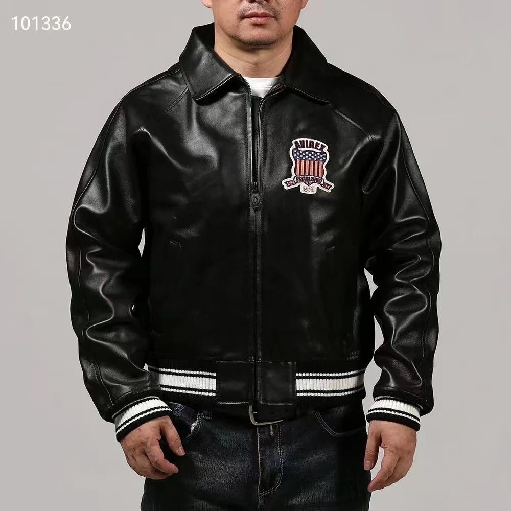 Men Hip Hop Sheep skin Varsity Jacket Embroidered Diamond Classic Casual - StepByStep