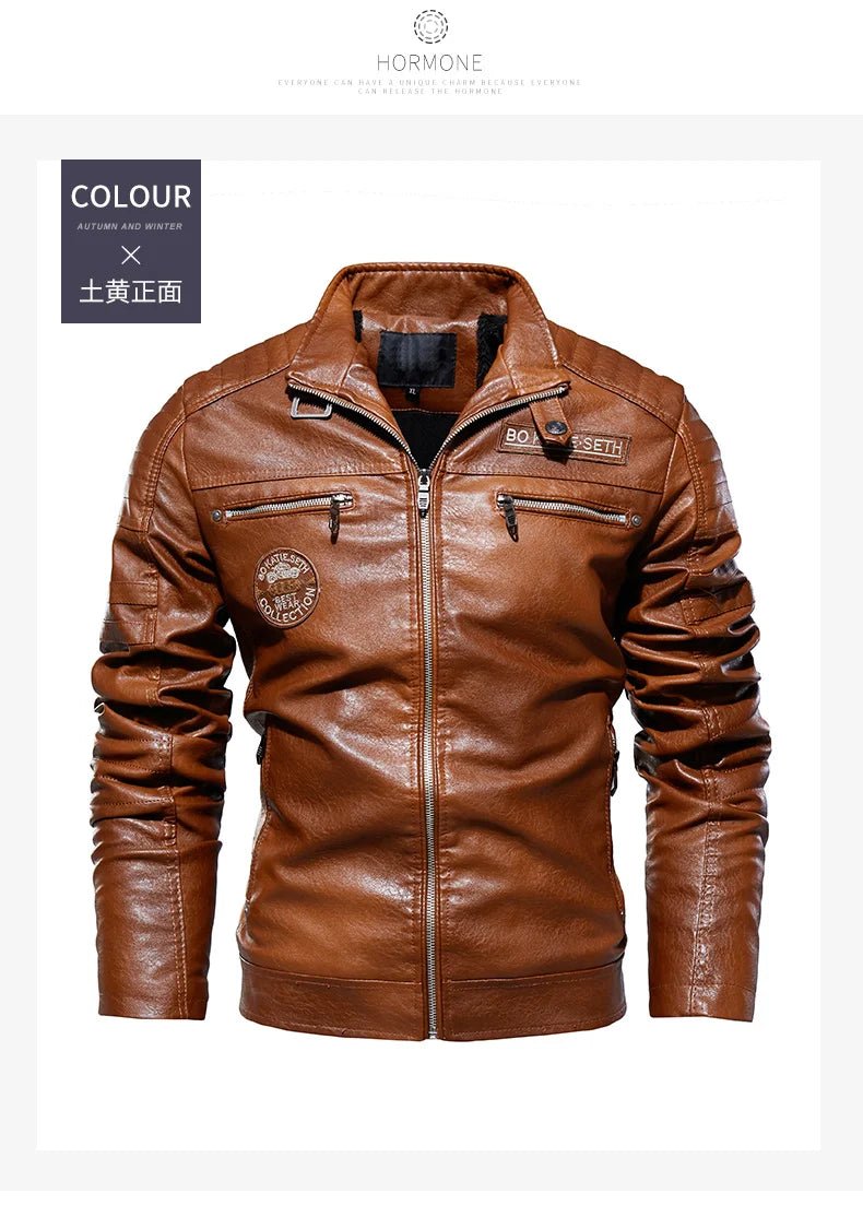 Men's Leather Jacket 2024 Autumn Winter New Plush Loose Outdoor Travel Motorcycle Coat Men Fashionable Trendy Leather Clothing - StepByStep