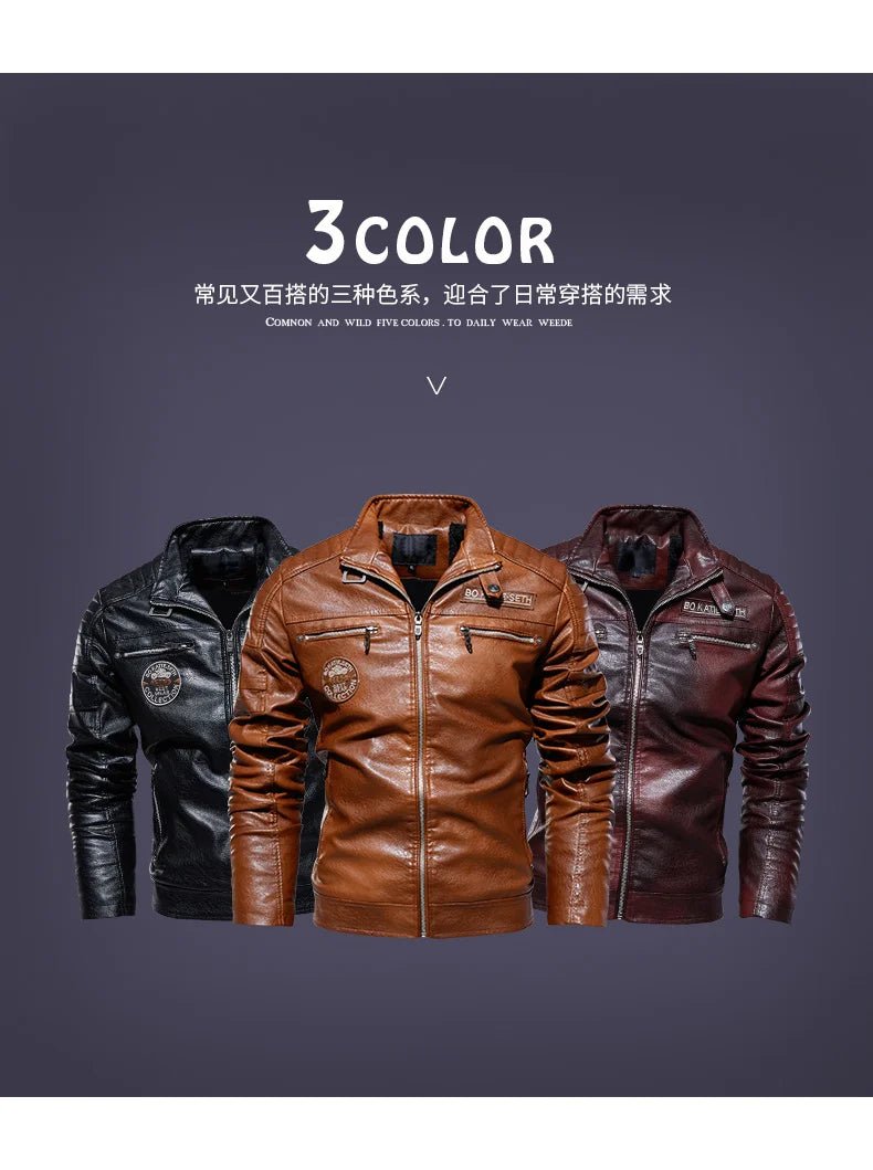 Men's Leather Jacket 2024 Autumn Winter New Plush Loose Outdoor Travel Motorcycle Coat Men Fashionable Trendy Leather Clothing - StepByStep