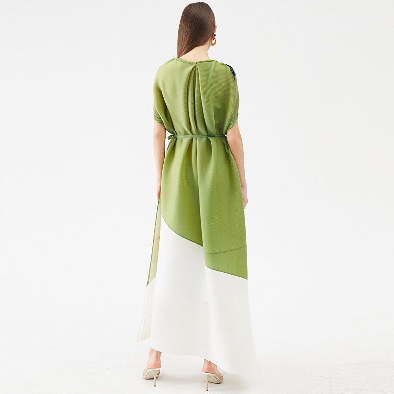 Miyake Style Pleated Dress with Contrast Stitching For Women, SoHo, BYMANYC New York. - StepByStep