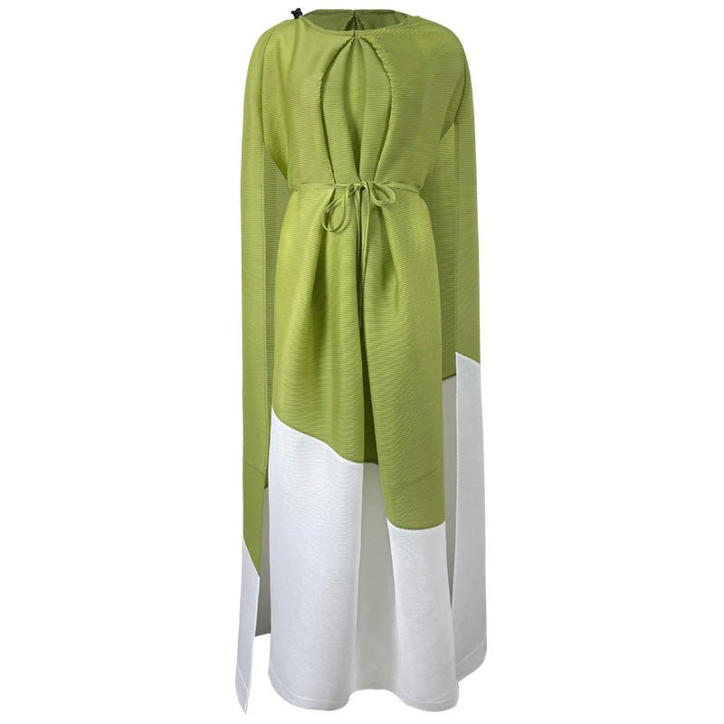 Miyake Style Pleated Dress with Contrast Stitching For Women, SoHo, BYMANYC New York. - StepByStep