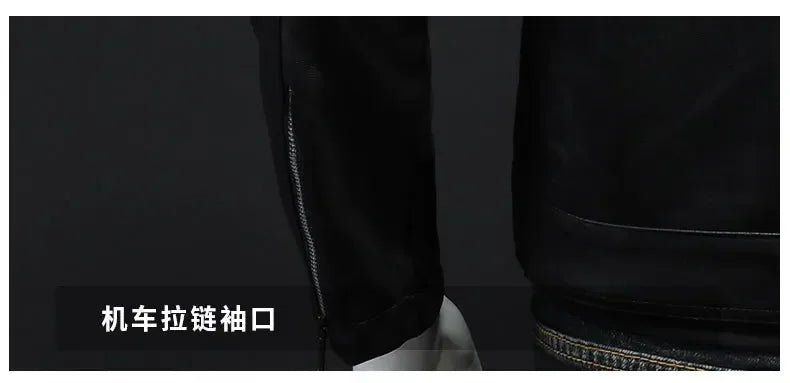 Motorcycle PU Leather Jacket Men Winter Leahter Jacket Male Stand Collar Casual Windbreaker trendy mens clothing black blue coat - StepByStep