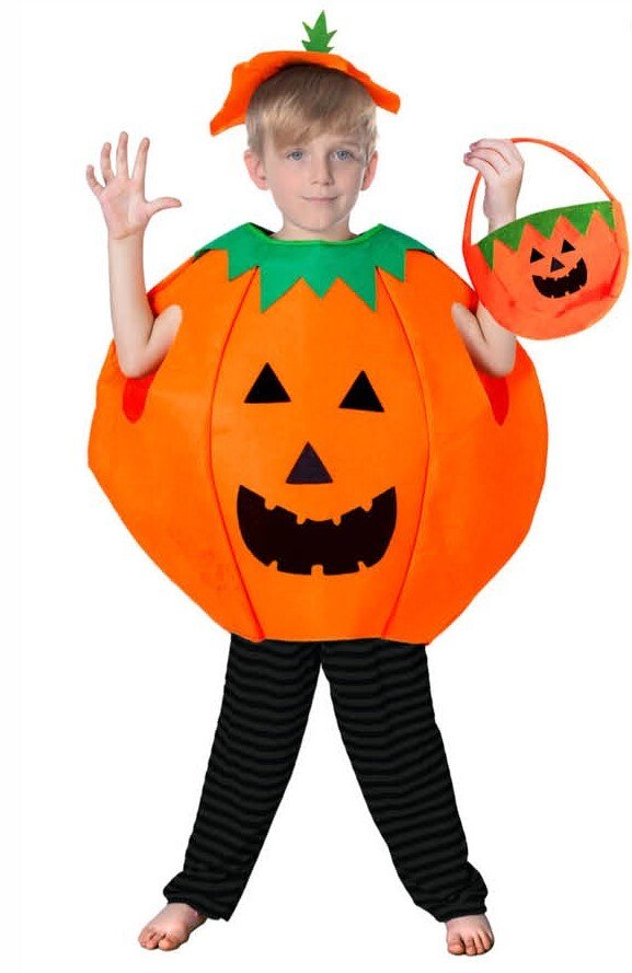 NNEDSZ KIDS PUMPKIN COSTUME Halloween Unisex Fancy Dress Up Party Orange Vegetable - StepByStep