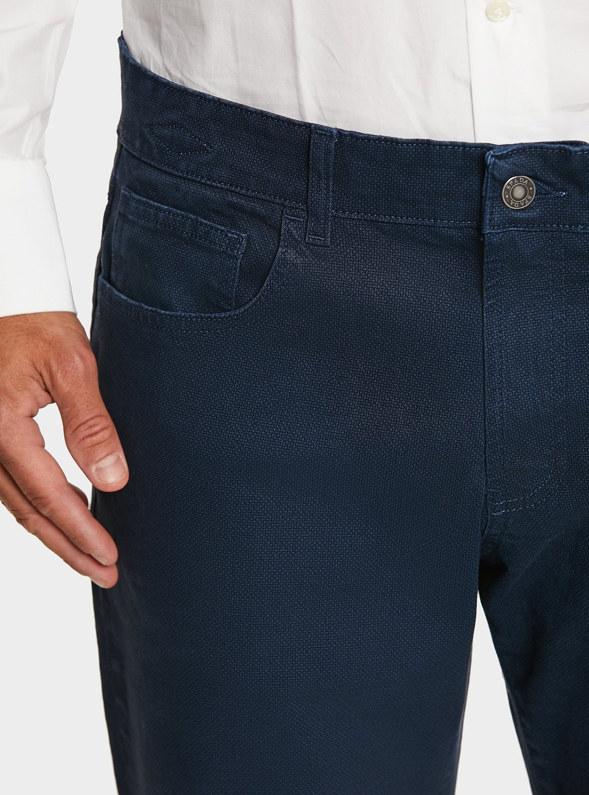 Pantalone 5 tasche in cotone stretch con microfantasia - StepByStep