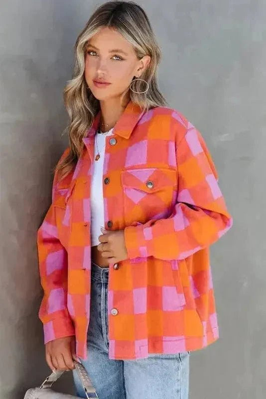 Patch Pocket Plaid Jacket - StepByStep
