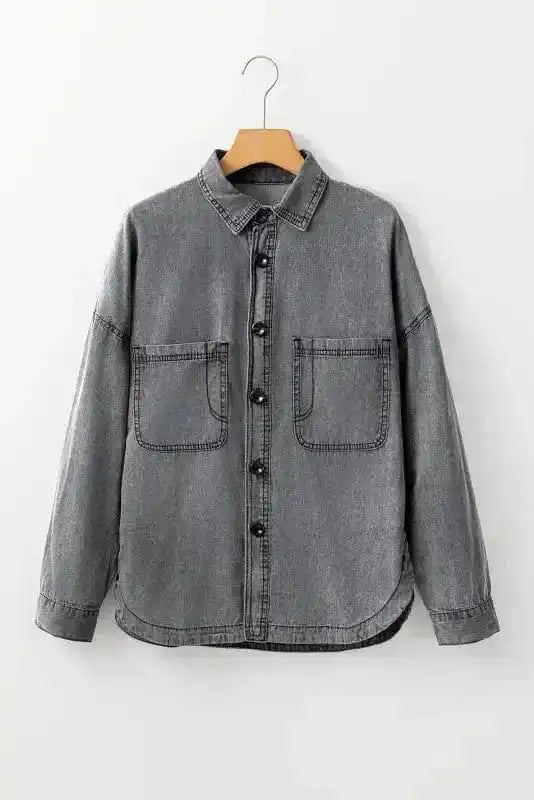 Patched Pocket Split Denim Jacket - StepByStep