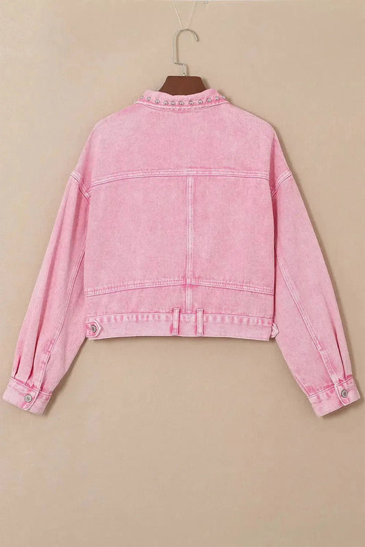 Pink Rivets Denim Jacket - StepByStep