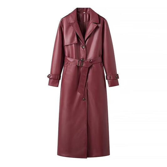 Plus - Size Long Leather - Style Windbreaker For Women, Red Hook, BYMANYC New York. - StepByStep