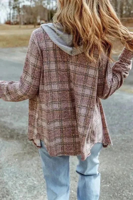 Purple Plaid Hooded Shacket – Cozy & Stylish - StepByStep