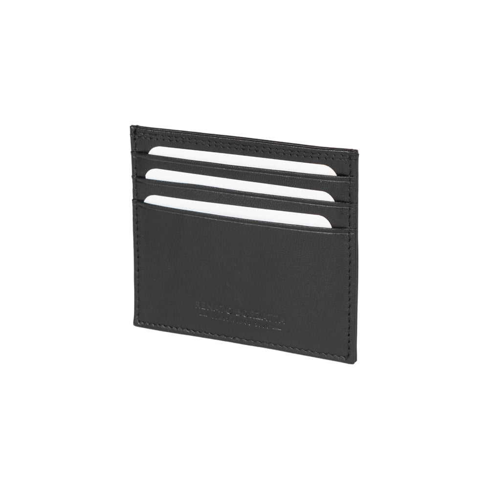 RB12016A | Porta Carte di Credito in Vera Pelle pieno fiore, con leggera grana. Colore Nero. Protezione RFID. Dimensioni: cm 10 x 8 x 0,5. Confezione: Scatola regalo fondo/coperchio - StepByStep