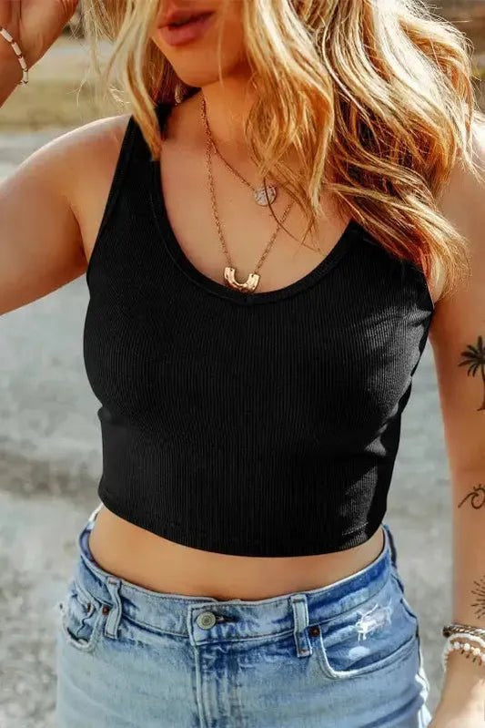 Ribbed Crop Tank Top - Basic Slim Fit - StepByStep