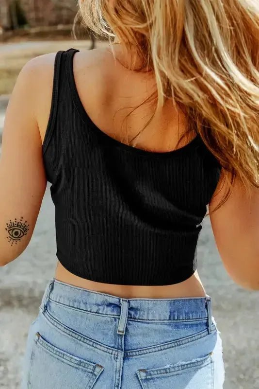Ribbed Crop Tank Top - Basic Slim Fit - StepByStep