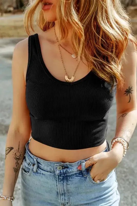 Ribbed Crop Tank Top - Basic Slim Fit - StepByStep
