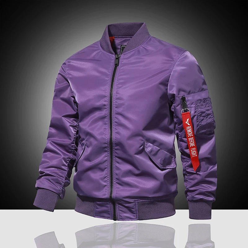 Spring and Autumn Winter Air Force MA1 Pilot Jacket Men's Solid Color Baseball Jacket Casual Thick Windproof Warm Cotton Jacket - StepByStep