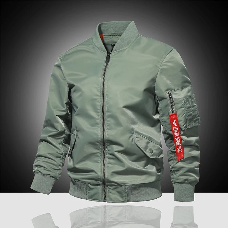Spring and Autumn Winter Air Force MA1 Pilot Jacket Men's Solid Color Baseball Jacket Casual Thick Windproof Warm Cotton Jacket - StepByStep