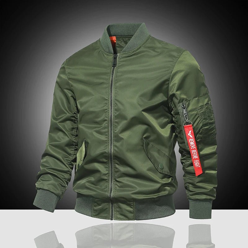 Spring and Autumn Winter Air Force MA1 Pilot Jacket Men's Solid Color Baseball Jacket Casual Thick Windproof Warm Cotton Jacket - StepByStep