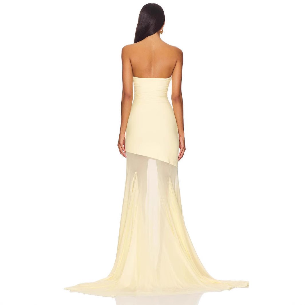 Strapless Bodycon Mesh Dress For Women, Fitted, Solid Color, SoHo, BYMANYC New York. - StepByStep