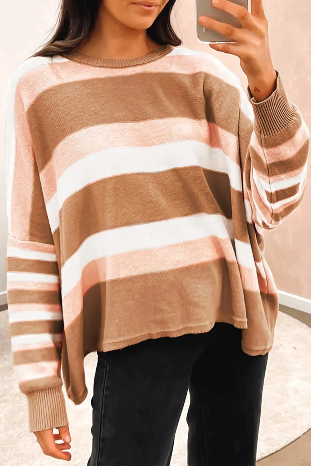 Striped Knit Loose Sweater - StepByStep