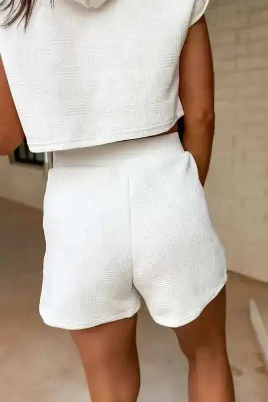 Textured Cropped Hoodie and Shorts Set - StepByStep