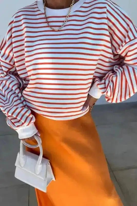 Urban Stripe Loose Sweatshirt - StepByStep