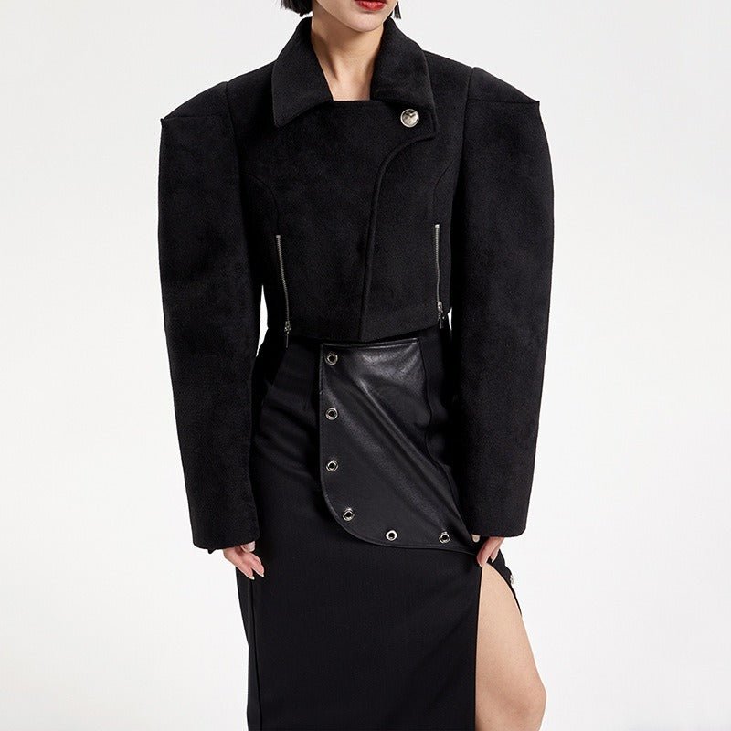 Wide - Shoulder Short Woolen Coat For Women, Financial District, BYMANYC New York. - StepByStep
