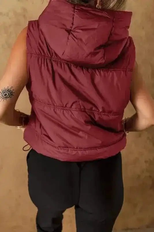 Zip - up Hooded Puffer Vest - StepByStep