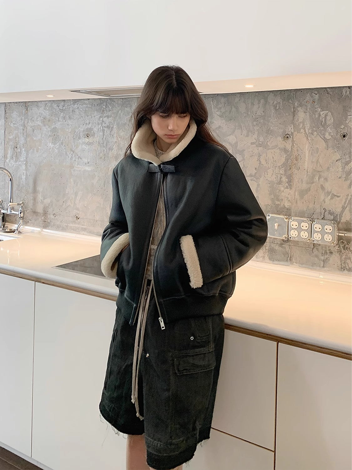 Speedy Flow Casual Motorcycle Style Imported Merino Sheepskin Jacket-3