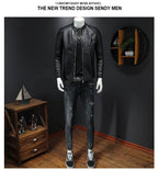 2025 Men Leather Jacket Stand Collar Slim Pu Leather Jacket Autumn Fashion Men Motorcycle Causal Coat Male Moto Biker Coat - StepByStep