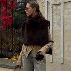 Pelliccia sintetica Dolcevita Eco di visone senza maniche - StepByStepNow