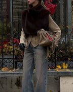 Pelliccia sintetica Dolcevita Eco di visone senza maniche - StepByStepNow