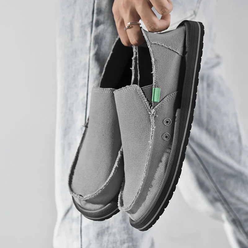 2025 New Spring Handmade Canvas Casual Men Shoes Design Fashion Sneakers Man Loafers Breathable Low Top Flat Shoes Soft Driving - StepByStepNow
