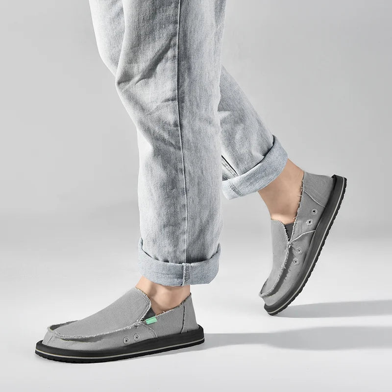 2025 New Spring Handmade Canvas Casual Men Shoes Design Fashion Sneakers Man Loafers Breathable Low Top Flat Shoes Soft Driving - StepByStepNow