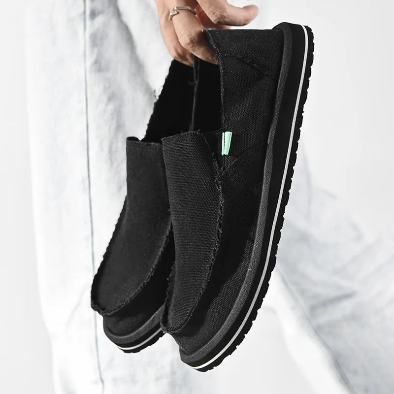 2025 New Spring Handmade Canvas Casual Men Shoes Design Fashion Sneakers Man Loafers Breathable Low Top Flat Shoes Soft Driving - StepByStepNow