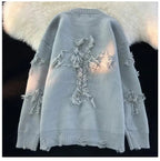 2025 Y2k Streetwear Maglione da uomo Nuovo Retro Foro con frange Maglione Allentato Versatile Maglieria Pullover Manica lunga Maglioni Abbigliamento - StepByStepNow