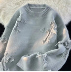 2025 Y2k Streetwear Maglione da uomo Nuovo Retro Foro con frange Maglione Allentato Versatile Maglieria Pullover Manica lunga Maglioni Abbigliamento - StepByStepNow