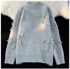 2025 Y2k Streetwear Maglione da uomo Nuovo Retro Foro con frange Maglione Allentato Versatile Maglieria Pullover Manica lunga Maglioni Abbigliamento - StepByStepNow