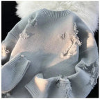 2025 Y2k Streetwear Maglione da uomo Nuovo Retro Foro con frange Maglione Allentato Versatile Maglieria Pullover Manica lunga Maglioni Abbigliamento - StepByStepNow