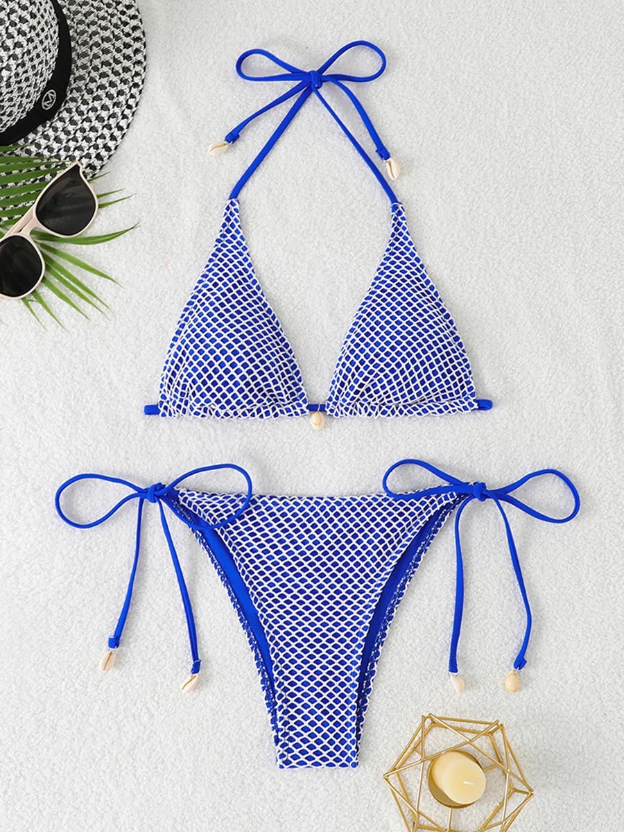 2026 Halter String Triangle Bikini Women Sexy Swimwear Female Mesh Swimsuit Solid Bathers Bathing Swimming Swim Suit Beachwear - StepByStepNow