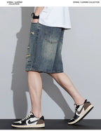 2026 High Quality Spring/Summer Hole Denim Shorts Jeans Men's Versatile Loose Korean Trendy Pants Ins - StepByStepNow