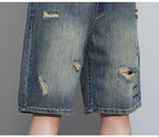 2026 High Quality Spring/Summer Hole Denim Shorts Jeans Men's Versatile Loose Korean Trendy Pants Ins - StepByStepNow