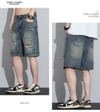 2026 High Quality Spring/Summer Hole Denim Shorts Jeans Men's Versatile Loose Korean Trendy Pants Ins - StepByStepNow