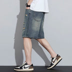 2026 High Quality Spring/Summer Hole Denim Shorts Jeans Men's Versatile Loose Korean Trendy Pants Ins - StepByStepNow