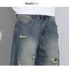 2026 High Quality Spring/Summer Hole Denim Shorts Jeans Men's Versatile Loose Korean Trendy Pants Ins - StepByStepNow